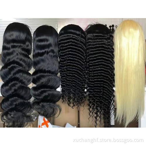 Wholesale 150% Density Platinum Honey Blonde 613 Straight Transparent Swiss Lace Frontal Wigs 13*4 Wigs with Baby Hair